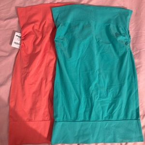 2 strechy tube tops coral and aqua